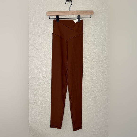 Aerie Offline Real Me 7/8 Waffle Knit High Waisted Crossover Leggings NWT S Rust - Picture 12 of 12